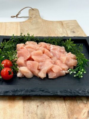 Kipfondue blokjes naturel, per 100 gram