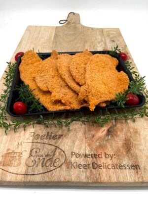 Kipschnitzel Goud panneer, per 100 gram