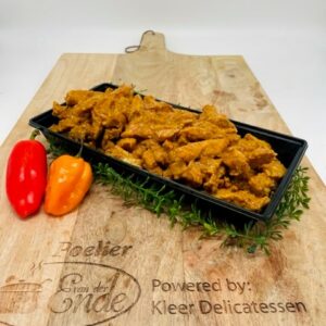 Kipreepjes in Kerriesaus, per 100 gram