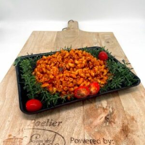 Macaroni met kip, per 100 gram