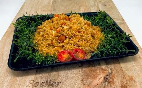 Nasi kip en ei, per 100 gram