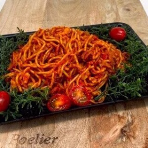 Spaghetti met kip, per 100 gram