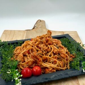 Chinese bami met kip en ei, per 100 gram